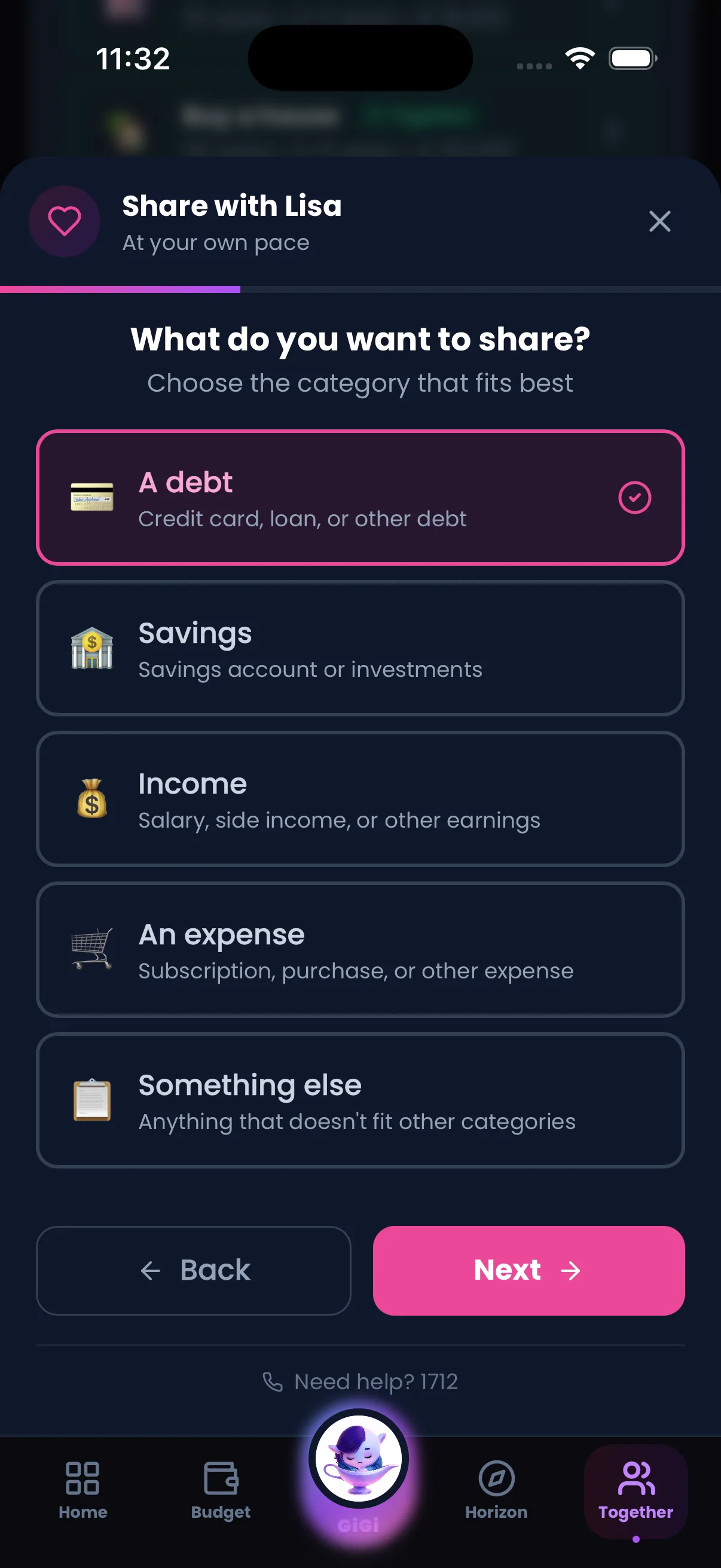 Choose what to share